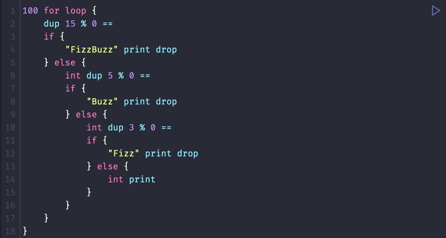 Example typestack fizzbuzz program